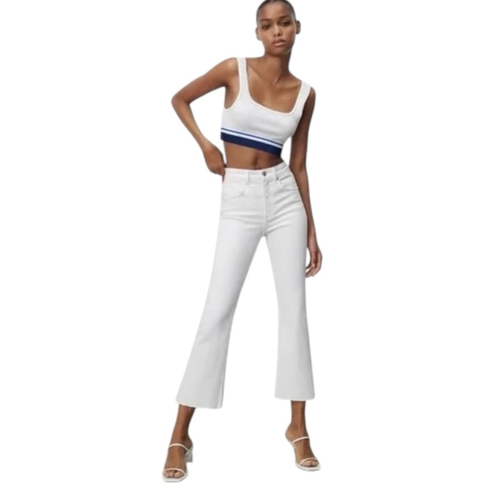 Zara White Mid-Rise Ankle Straight Jeans SZ 28